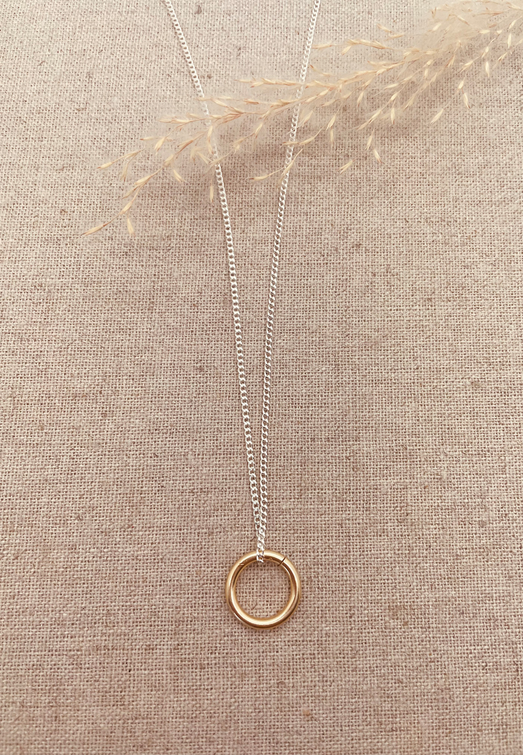 Tula 2-Tone Circle Halskette Silber/Gold