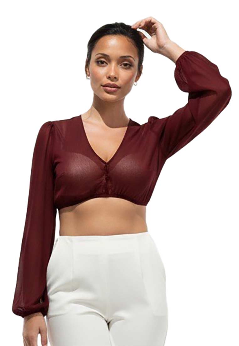 Dirndlbluse Salching langarm bordeaux