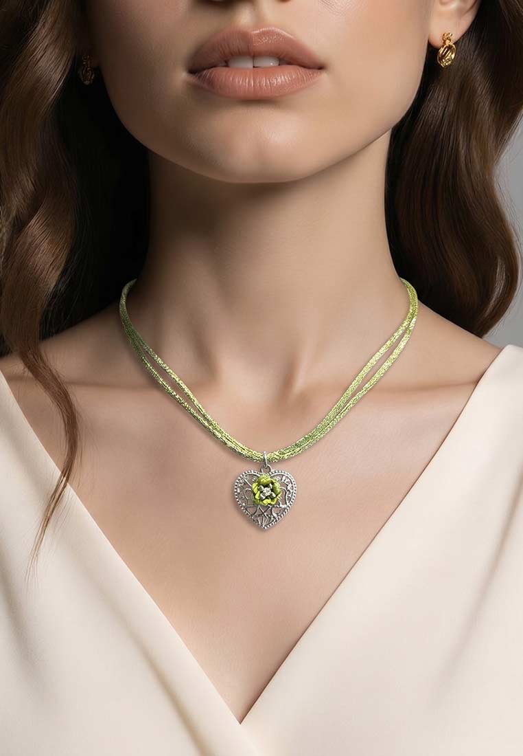 Trachtencollier Rosenherz oliv