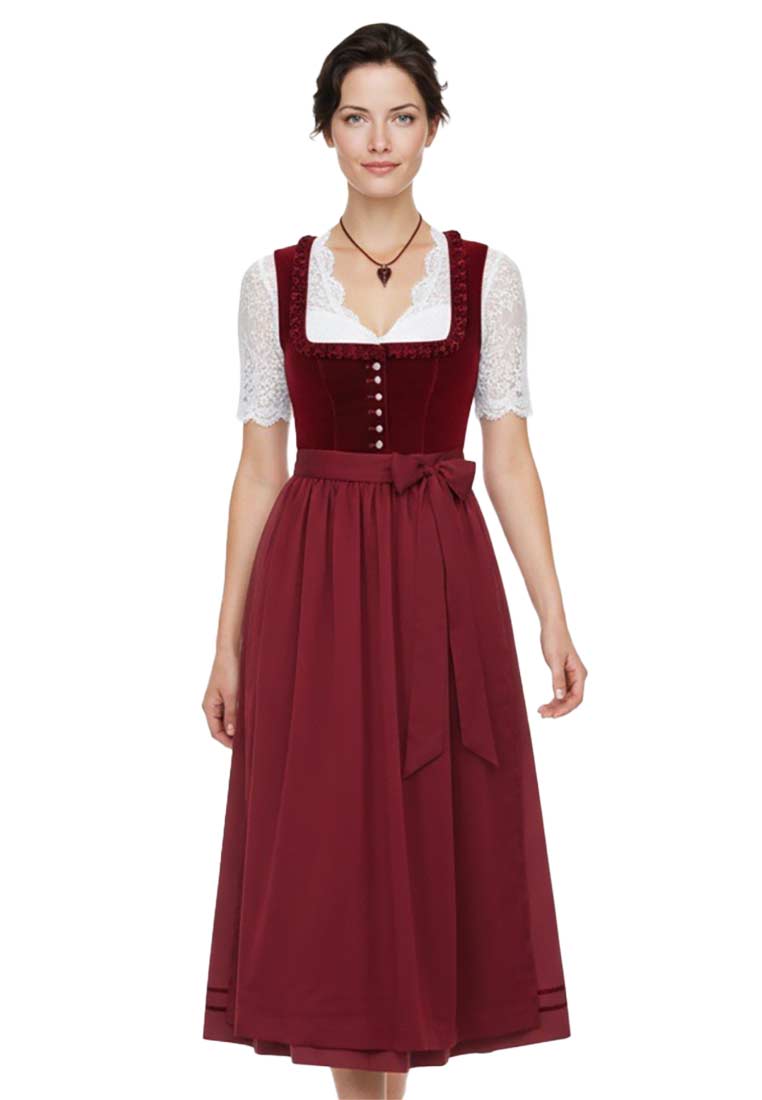 Luise Steiner Trachtencollier Herz mit Seidenkordel in Beere, Frontansicht. Das Collier hat eine Herzform.