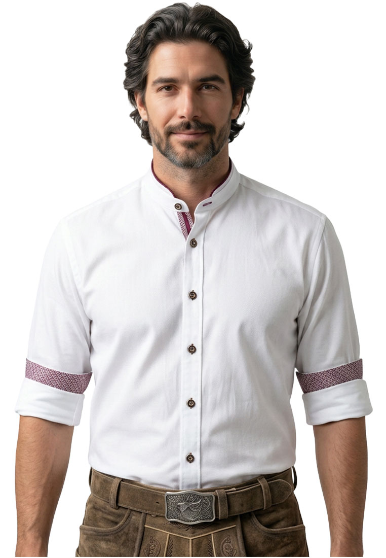 Trachtenhemd Miro weiss bordeaux