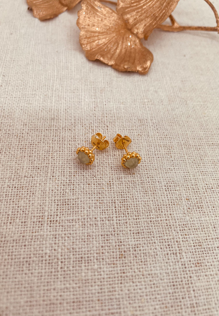 Ohrstecker Prehnit Gold