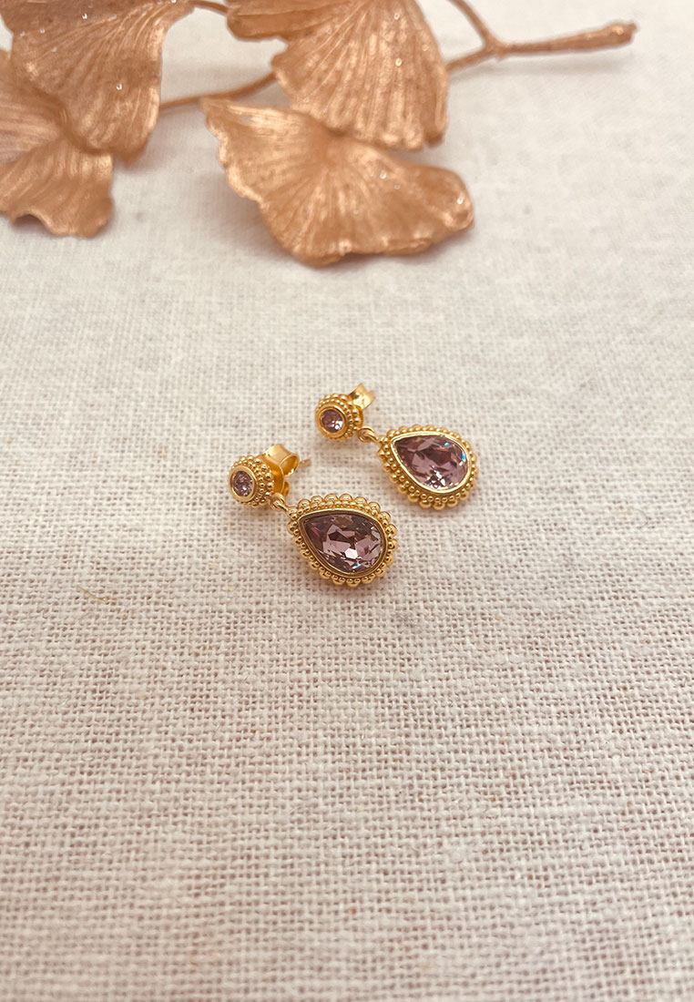 Ohrstecker Amber gold mit Swarovski rose