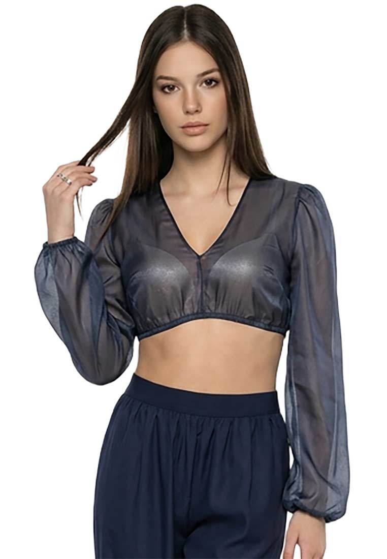 Dirndlbluse Salching langarm nachtblau