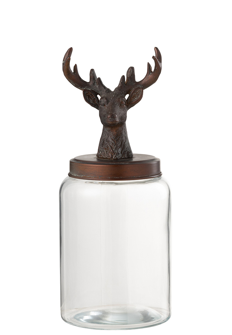 Vorratsdose aus Glas mit Hirschkopf Vorratsdose aus Glas mit Hirschkopf