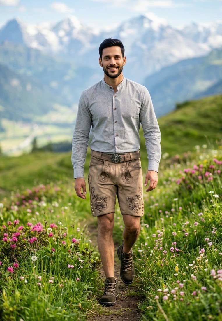 Lederhose Bachsee Antik grau
