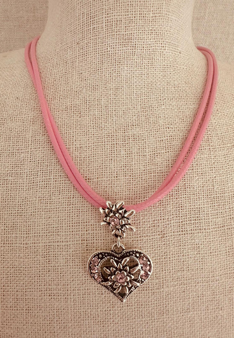Trachtenkette Herz Edelweiss rosa Trachtenkette Herz Edelweiss rosa