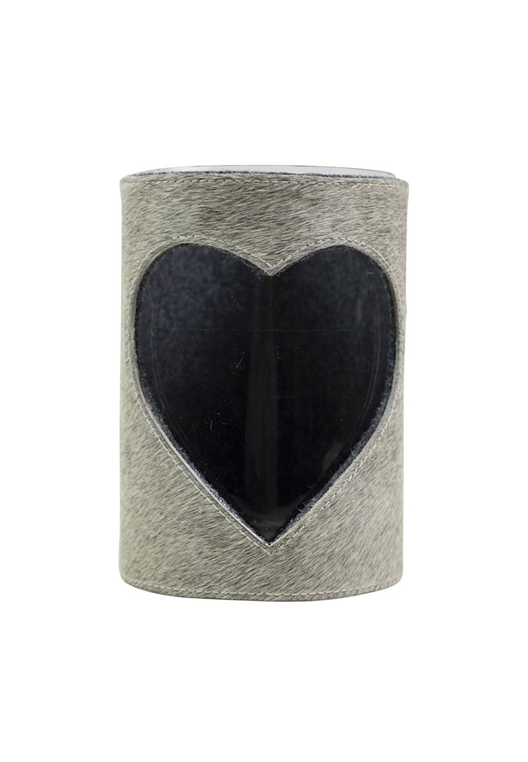 Laterne aus Kuhfell Herz grau 20cm Laterne aus Kuhfell Herz grau 20cm