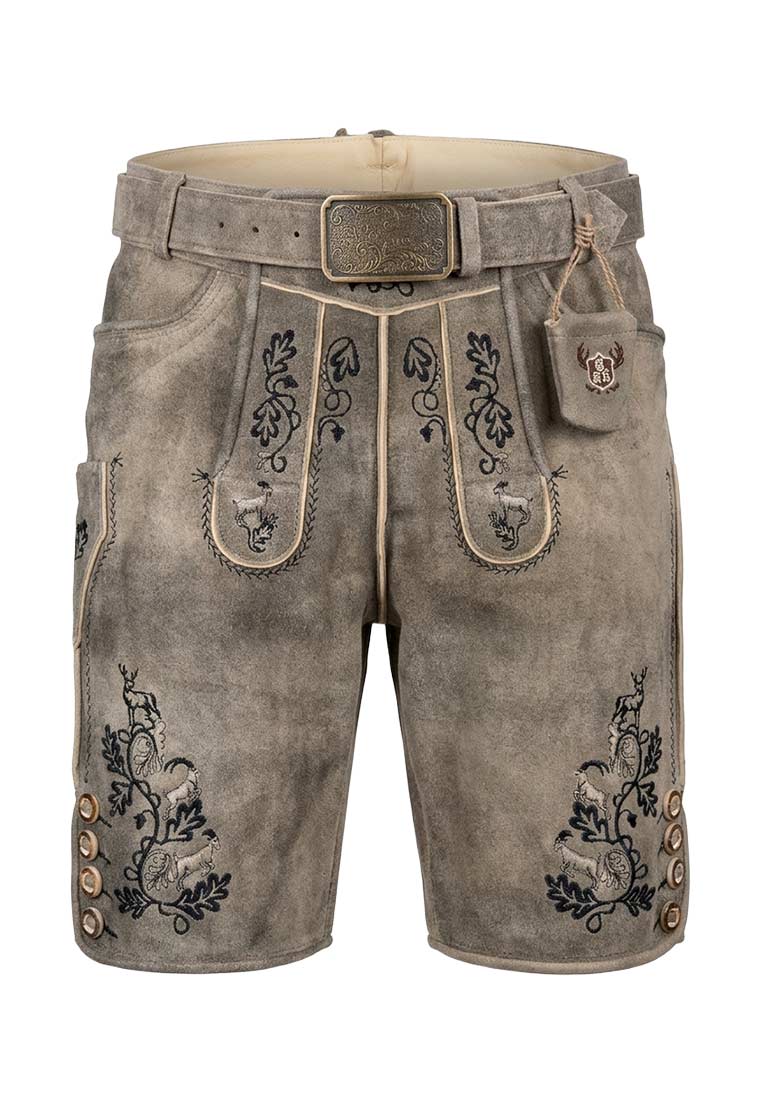 Lederhose Luigi taupe schwarz