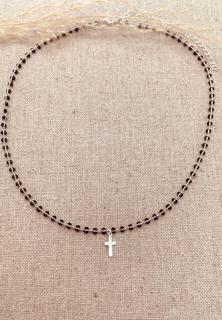 Halskette Kreuz Silber schwarz