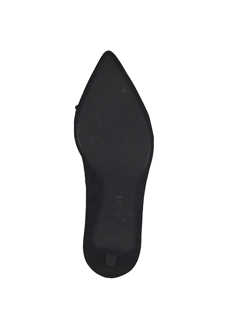 Tamaris Pumps schwarz: Rückansicht eines eleganten schwarzen Damenschuhs mit spitzem Design.