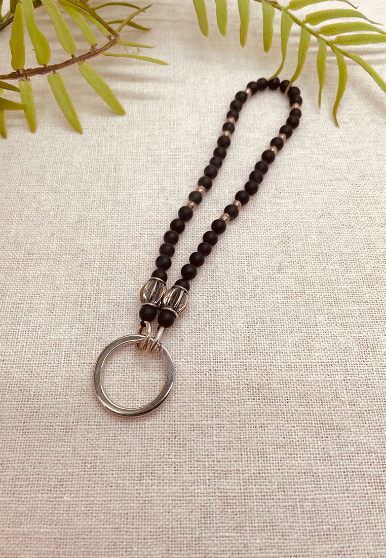 Schlüsselanhänger Onyx/Silber schwarz