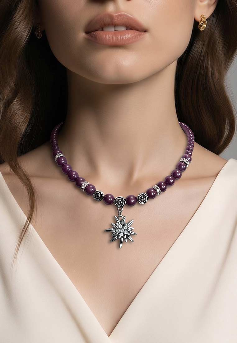 Edelweiss Perlenkette Fiona violett