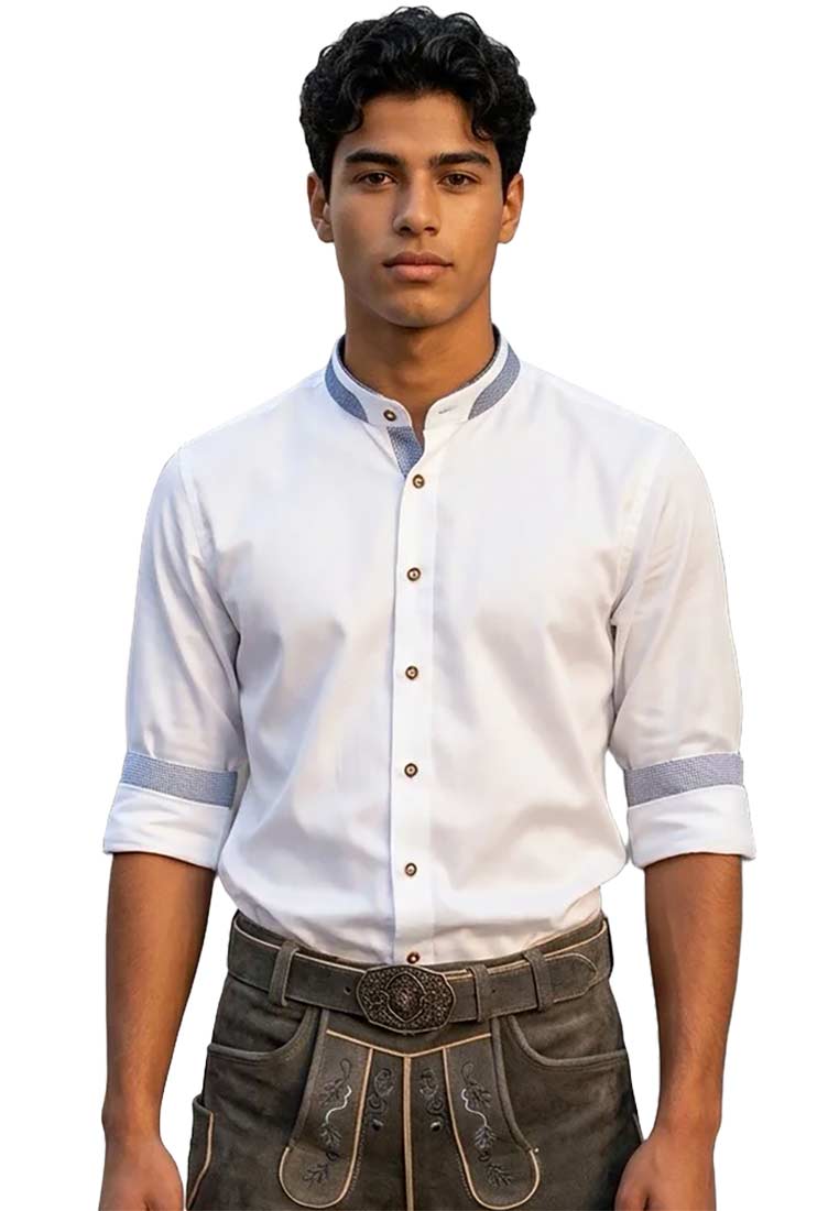 Trachtenhemd Schuster weiss marine