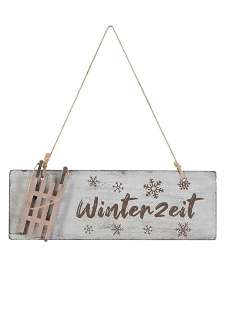 Schild Holz Winterzeit Schlitten Schild Holz Winterzeit Schlitten