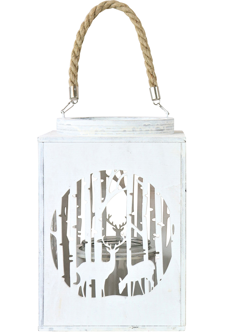 Windlicht Hirschwald weiss gross Windlicht Hirschwald weiss gross