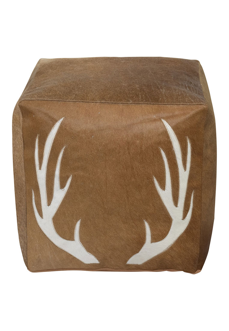 Luxery Living Kuhfell Pouf mit Hirschapplikation Luxery Living Kuhfell Pouf mit Hirschapplikation