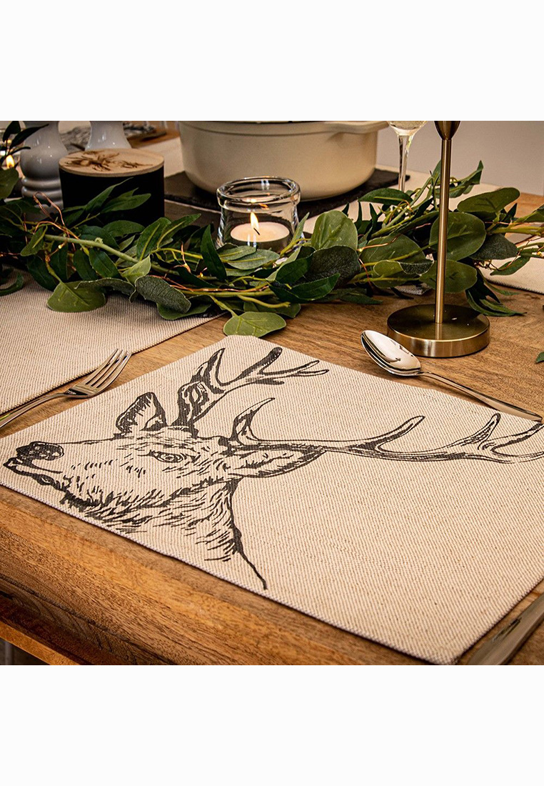 2er Set Leinen Tischset Hirsch 2er Set Leinen Tischset Hirsch