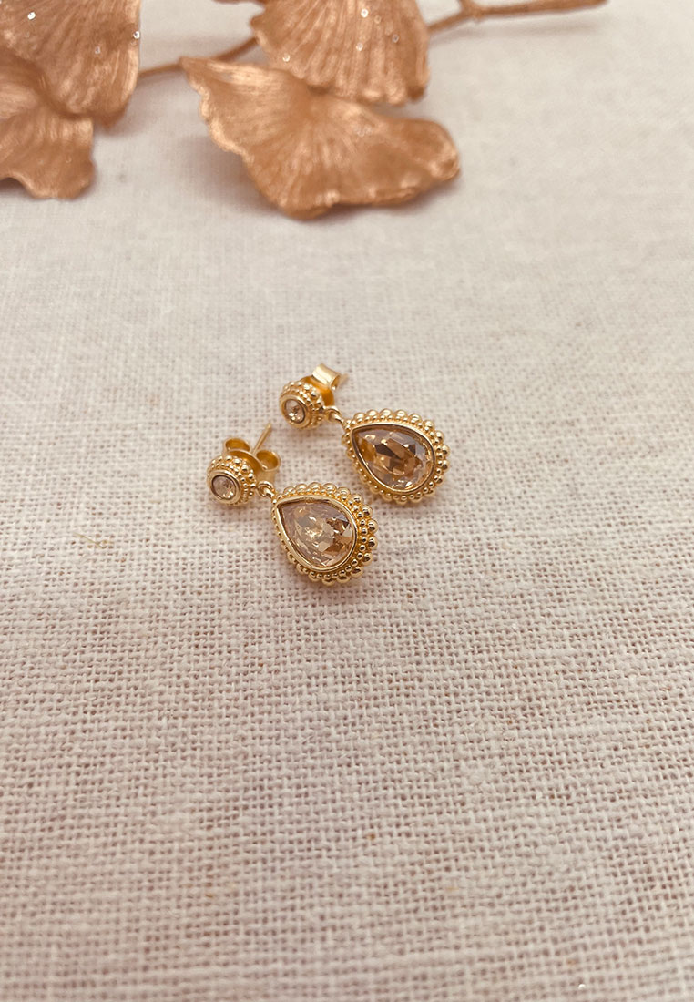 Ohrstecker Amber gold mit Swarovski crystal