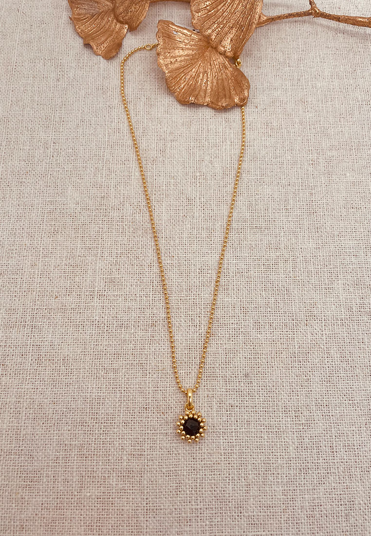Halskette Spinell schwarz Gold