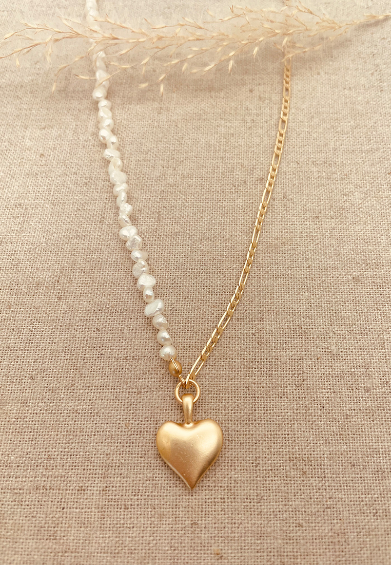 Bella Perlen Herz Halskette Gold