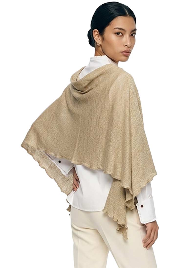 Trapezstola gerüscht beige