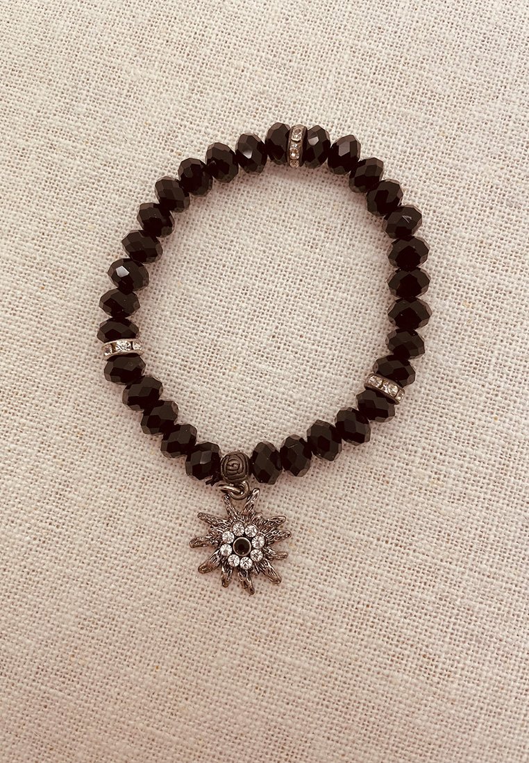 Armband schwarz mit Edelweiss