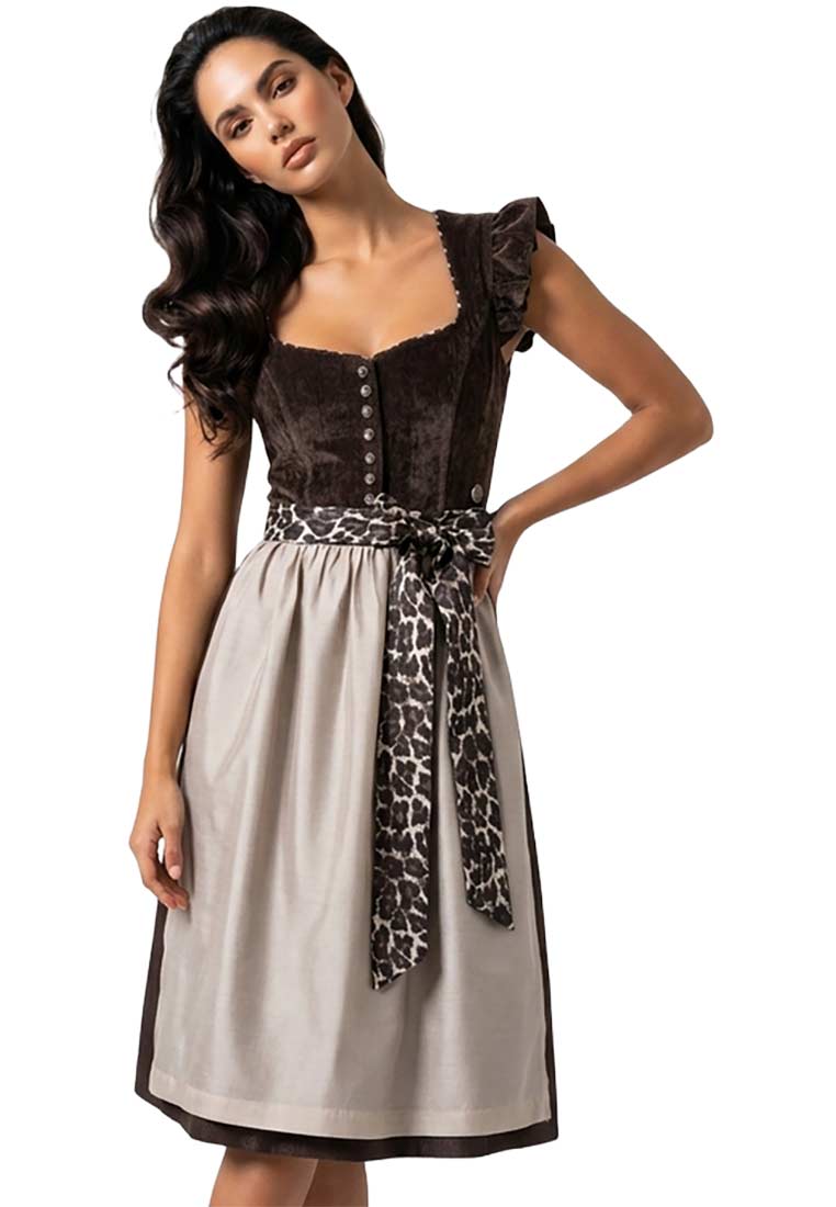 Dirndl Leo dunkelbraun 65 cm – abnehmbare Flügelärmel