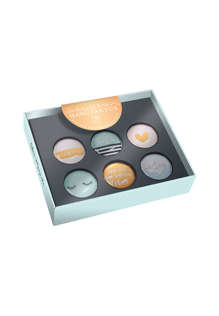Glas-Magnet-Set türkis gold Glas-Magnet-Set türkis gold