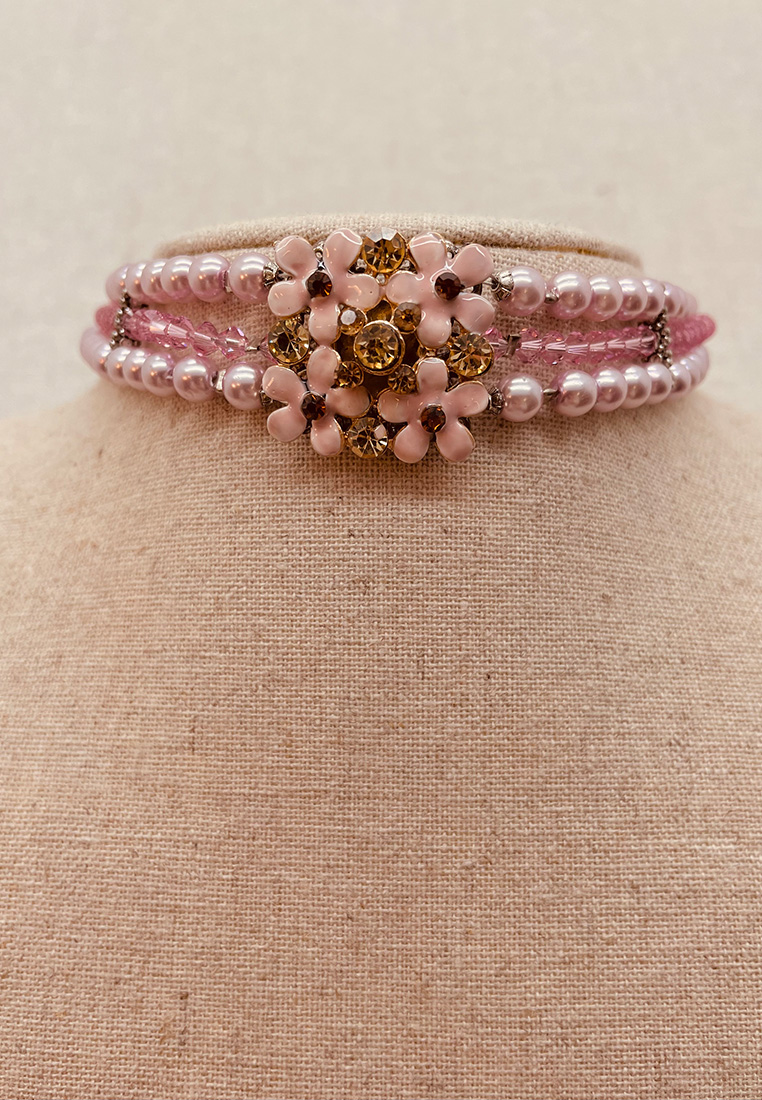 Kropfband  Strassknopf rosa Kropfband  Strassknopf rosa