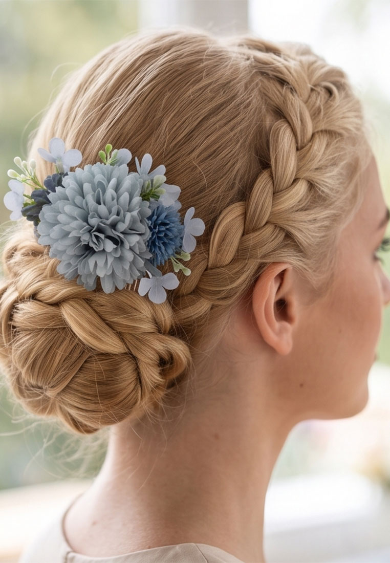 Blumen Haarschmuck petrol