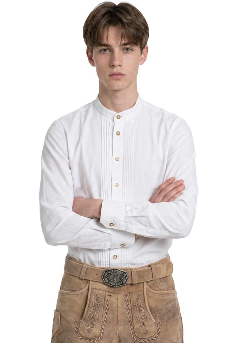 Trachtenhemd weiss mit Stehkragen SLIM FIT