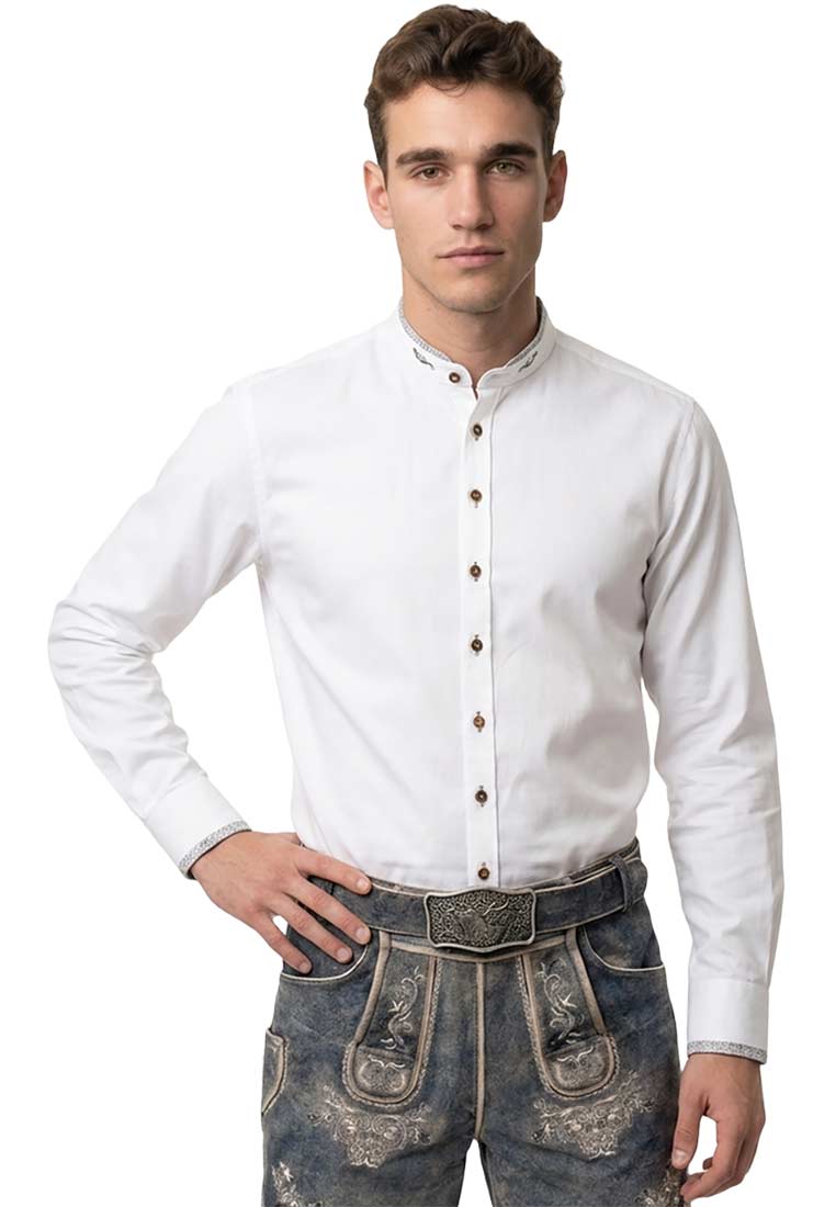 Trachtenhemd Elio Slim Fit weiss anthrazit
